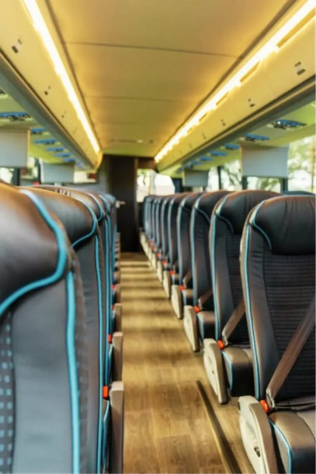 Van Hool CX45E electric motorcoach passenger interior