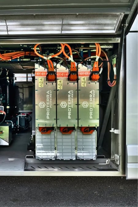 Van Hool CX45E electric motorcoach Proterra E2 lithium-ion battery system