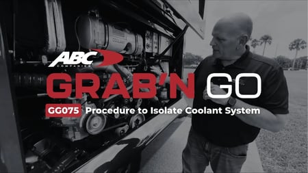 ABC Companies technician demonstrating how to inspect and isolate the coolant system on a 2020 or newer Van Hool CX45 motorcoach
