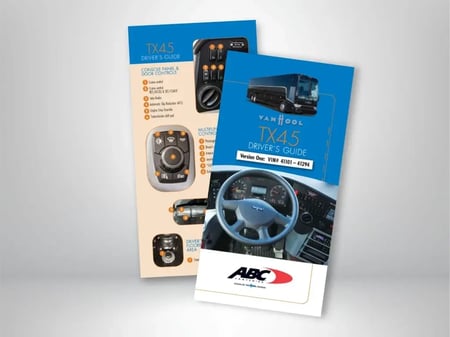 ABC Companies’ Van Hool TX45 Motorcoach Driver’s Guide for 2013 and newer models, covering VINs 41101 through 41294