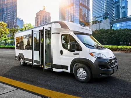 Pareto Step-Free low-entry bus on a RAM ProMaster 3500 chassis