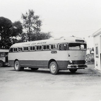 Faribault Bus Service city bus operated by Clancy Cornell, founder of ABC Companies, in Faribault, Minnesota, in 1950