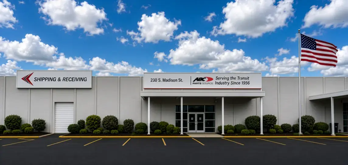Exterior of the ABC Companies bus sales, parts and service center in Muncie, Indiana